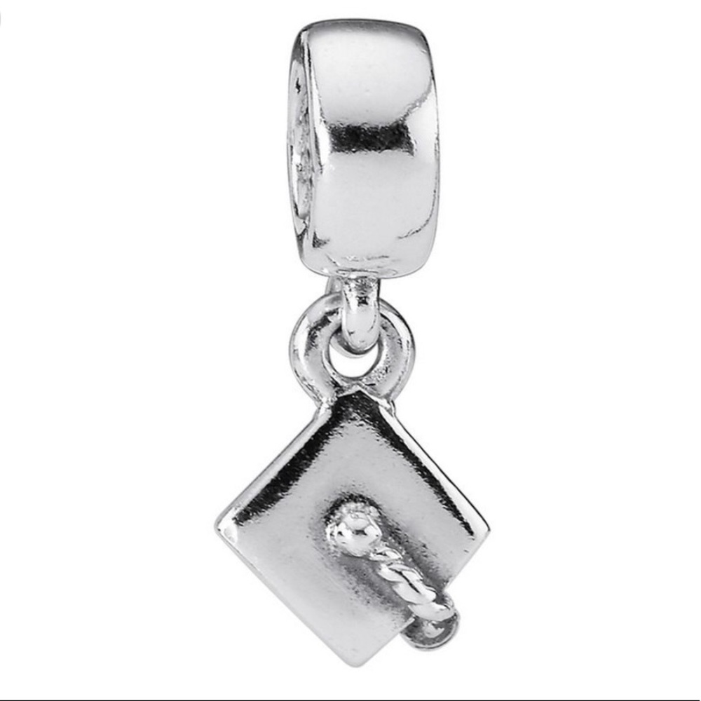 PANDORA CHARM GRADUATION GRAD HAT CAP SILVER